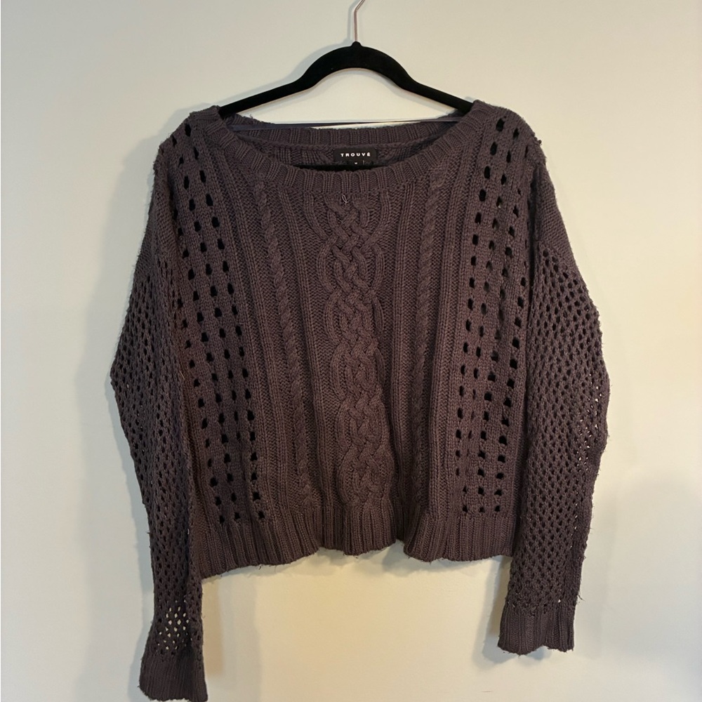 Women's Cable Knit Sweater in Grey